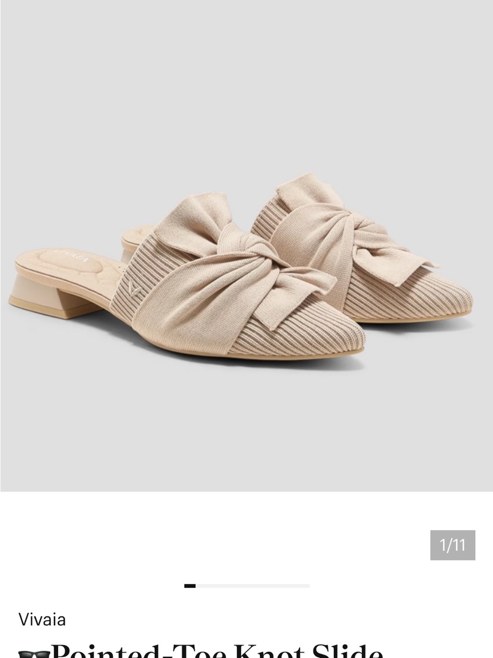 Vizzano Beige Knotted Pointed-Toe Slip-On Mules